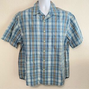 Arizona Jean‎ Co. Men's Blue White & Yellow Plaid Cotton Shirt L